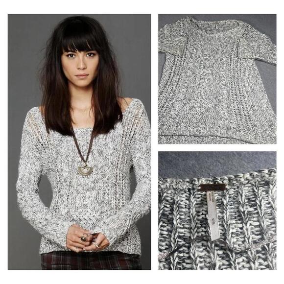 Free People Sweaters - Free People Womans Small $95 Cable Knit Sweater Gray pegasus west end Pullover